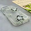 قاب گوشی iPhone 16 آیفون شفاف رزینی Luxury لنز نگین دار کرومی کد E10-124434