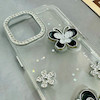 قاب گوشی iPhone 16 آیفون شفاف رزینی Luxury لنز نگین دار کرومی کد E10-124434