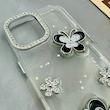 قاب گوشی iPhone 16 آیفون شفاف رزینی Luxury لنز نگین دار کرومی کد E10-124434