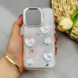 قاب گوشی iPhone 15 Pro آیفون رزینی Luxury لنز کرومی طرح گل لوکس کد 124517