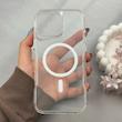 قاب گوشی iPhone 16 Pro Max آیفون اورجینال Classic Fit مگ سیف دار طلقی شیشه ای شفاف دکمه کرومی کد 97654