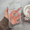 قاب گوشی iPhone 16 Pro Max آیفون اورجینال Classic Fit مگ سیف دار طلقی شیشه ای شفاف دکمه کرومی کد 97656
