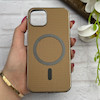 قاب گوشی iPhone 13 - 14 آیفون سوزنی لاکچری مگ سیف دار دور کرومی اورجینال NEW CASE قهوه ای کد 125041