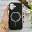 قاب گوشی iPhone 17 آیفون سوزنی لاکچری مگ سیف دار دور کرومی اورجینال NEW CASE مشکی کد 125046