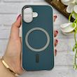 قاب گوشی iPhone 17 آیفون سوزنی لاکچری مگ سیف دار دور کرومی اورجینال NEW CASE سرمه ای کد 125047