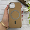 قاب گوشی iPhone 15 آیفون سوزنی لاکچری مگ سیف دار دور کرومی اورجینال NEW CASE قهوه ای کد 125049