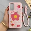 قاب گوشی Galaxy A15 سامسونگ اکلیلی شاین Flower سخت بنددار کنفی گل صورتی کد 125413