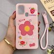 قاب گوشی Galaxy A21S سامسونگ اکلیلی شاین Flower سخت بنددار کنفی گل صورتی کد 125420