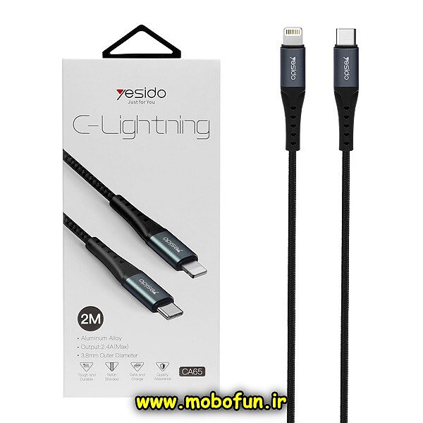 مشخصات و خرید کابل شارژ فست USB-C به لایتنینگ Lightning یسیدو Yesido مدل CA65 به طول 2 متر، خرید کابل شارژ فست USB-C به لایتنینگ Lightning یسیدو Yesido مدل CA65 به طول 2 متر از فروشگاه موبوفان، قیمت کابل شارژ فست USB-C به لایتنینگ Lightning یسیدو Yesido مدل CA65 به طول 2 متر