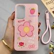 قاب گوشی Galaxy A56 سامسونگ اکلیلی شاین Flower سخت بنددار کنفی گل صورتی کد 125438