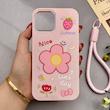 قاب گوشی iPhone 12 Pro Max آیفون اکلیلی شاین Flower سخت بنددار کنفی گل صورتی کد 125465