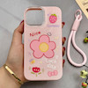 قاب گوشی iPhone 13 Pro Max آیفون اکلیلی شاین Flower سخت بنددار کنفی گل صورتی کد 125466
