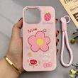 قاب گوشی iPhone 14 Pro Max آیفون اکلیلی شاین Flower سخت بنددار کنفی گل صورتی کد 125469