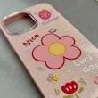 قاب گوشی iPhone 14 Pro Max آیفون اکلیلی شاین Flower سخت بنددار کنفی گل صورتی کد 125469