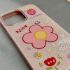 قاب گوشی iPhone 15 Pro Max آیفون اکلیلی شاین Flower سخت بنددار کنفی گل صورتی کد 125470