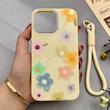 قاب گوشی iPhone 15 Pro Max آیفون اکلیلی شاین Flower سخت بنددار کنفی گل زرد کد 125471