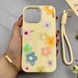قاب گوشی iPhone 16 Pro Max آیفون اکلیلی شاین Flower سخت بنددار کنفی گل زرد کد 125472