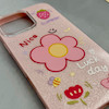 قاب گوشی iPhone 16 Pro Max آیفون اکلیلی شاین Flower سخت بنددار کنفی گل صورتی کد 125473