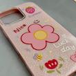 قاب گوشی iPhone 16 Pro Max آیفون اکلیلی شاین Flower سخت بنددار کنفی گل صورتی کد 125473
