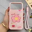 قاب گوشی iPhone 17 Pro Max آیفون اکلیلی شاین Flower سخت بنددار کنفی گل صورتی کد 125474