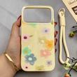 قاب گوشی iPhone 17 Pro Max آیفون اکلیلی شاین Flower سخت بنددار کنفی گل زرد کد 125475