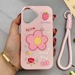 قاب گوشی iPhone 17 آیفون اکلیلی شاین Flower سخت بنددار کنفی گل صورتی کد 125477
