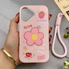 قاب گوشی iPhone 16 آیفون اکلیلی شاین Flower سخت بنددار کنفی گل صورتی کد 125478