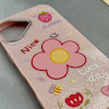 قاب گوشی iPhone 16 آیفون اکلیلی شاین Flower سخت بنددار کنفی گل صورتی کد 125478