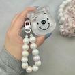 کاور AirPods 1 / AirPods 2 ایرپاد اپل لاکچری پوه Pooh شفاف بندآویز مرواریدی کد 98196