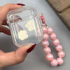 کاور AirPods 1 / AirPods 2 ایرپاد اپل لاکچری پنجه صورتی شفاف بندآویز مرواریدی کد 98197