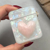 کاور AirPods 1 / AirPods 2 ایرپاد اپل لاکچری ماربل قلبی شفاف بندآویز صدفی کد 98200
