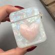 کاور AirPods 1 / AirPods 2 ایرپاد اپل لاکچری ماربل قلبی شفاف بندآویز صدفی کد 98200