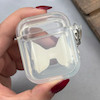 کاور AirPods 1 / AirPods 2 ایرپاد اپل لاکچری کرومی برجسته شفاف بندآویز پاپیونی کد 98203