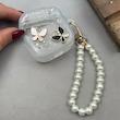 کاور AirPods 4 ایرپاد اپل لاکچری پروانه برجسته شفاف ماربل بندآویز مرواریدی کد 98217