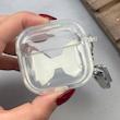 کاور AirPods 4 ایرپاد اپل لاکچری برجسته کرومی شفاف بندآویز پاپیونی کد 98222
