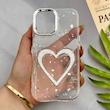 قاب گوشی iPhone 16 آیفون لاکچری رزینی ماربل شاین لنز کرومی برجسته قلبی کیوت کد E20-125865