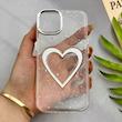 قاب گوشی iPhone 13 - iPhone 14 آیفون لاکچری رزینی ماربل شاین لنز کرومی برجسته قلبی کیوت کد 125866