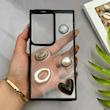 قاب گوشی Galaxy S24 Ultra سامسونگ شفاف رزینی Luxury برجسته طرح کهکشانی لوکس مشکی کد 125810