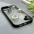 قاب گوشی iPhone 12 Pro Max آیفون شفاف رزینی Luxury برجسته طرح کهکشانی لوکس مشکی کد 125823