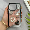 قاب گوشی iPhone 15 Pro آیفون شفاف رزینی Luxury برجسته طرح کهکشانی لوکس مشکی کد 125827