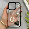 قاب گوشی iPhone 16 Pro آیفون شفاف رزینی Luxury برجسته طرح کهکشانی لوکس مشکی کد 125828
