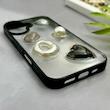قاب گوشی iPhone 16 آیفون شفاف رزینی Luxury برجسته طرح کهکشانی لوکس مشکی کد 125829