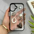 قاب گوشی iPhone 16 آیفون شفاف رزینی Luxury برجسته طرح کهکشانی لوکس مشکی کد 125829