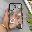 قاب گوشی iPhone 17 آیفون شفاف رزینی Luxury برجسته طرح کهکشانی لوکس مشکی کد 125830