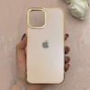 قاب گوشی iPhone 12 Pro Max آیفون مدل PVD اورجینال کرومی ضد خش پشت گلس شیشه ای Classic Fit طلایی کد 98323