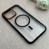 قاب گوشی iPhone 15 Pro Max آیفون اورجینال Orange Line مگ سیف دار طلقی شیشه ای شفاف مشکی کد 98331