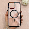 قاب گوشی iPhone 15 Pro Max آیفون اورجینال Orange Line مگ سیف دار طلقی شیشه ای شفاف مشکی کد 98331