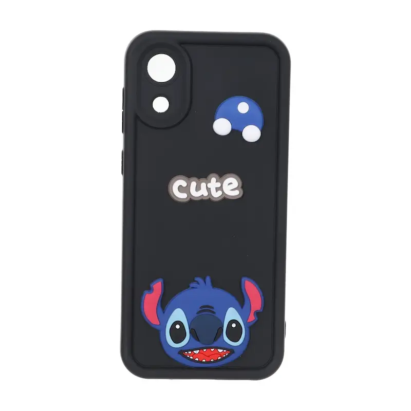قاب گوشی Galaxy A03 Core سامسونگ سیلیکونی Solid عروسکی برجسته محافظ لنزدار استیج CUTE مشکی کد 127381