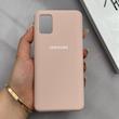 قاب گوشی Galaxy A51 سامسونگ سیلیکونی اورجینال پاک کنی درجه یک زیربسته صورتی چرک کد 125592