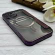 کیف گوشی iPhone 12 آیفون الکترو استاتیک Wallet Case مگ سیف دار Magsafe اورجینال محافظ لنز دار گلسی بنفش کد 126405